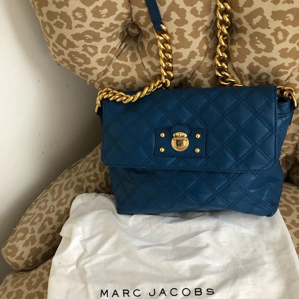 MARC JACOBS turquoise leather quilted handbag